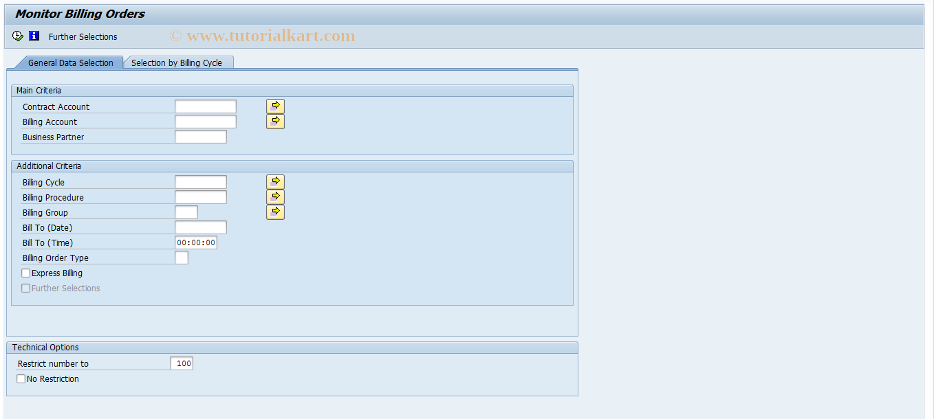 SAP TCode FKKBI_BT_MON - Monitor Billing Orders