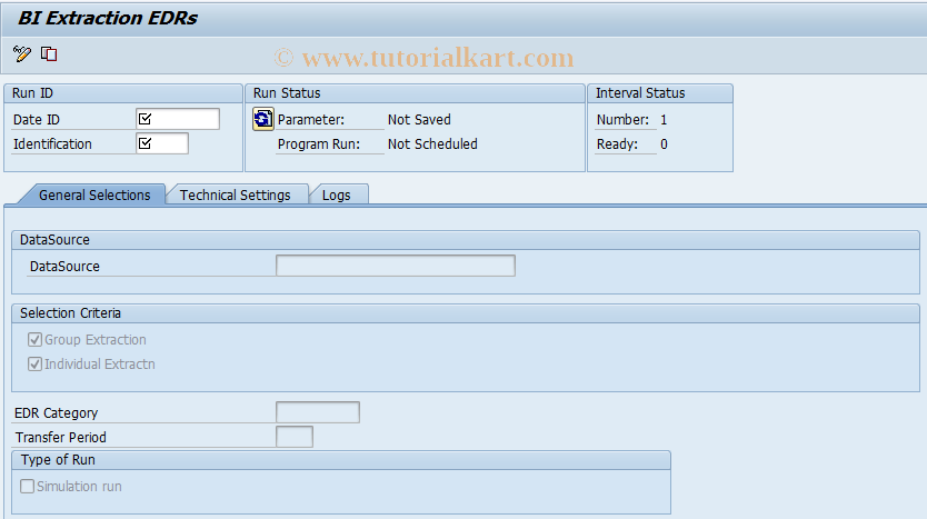 SAP TCode FKKBI_BW_MA - BI Extraction EDRs