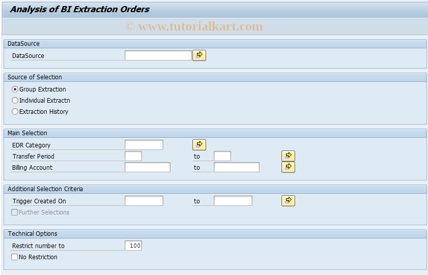 SAP TCode FKKBI_BW_MON - Analysis of BW Extraction Orders