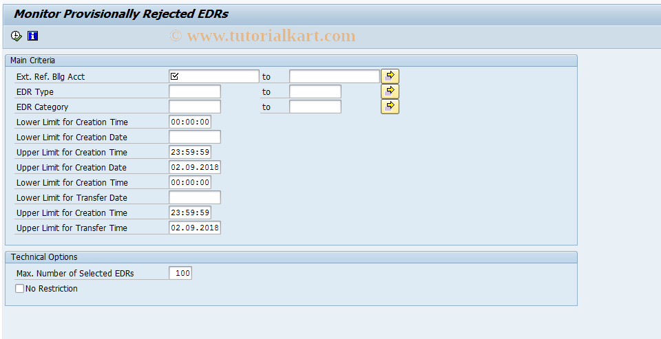 SAP TCode FKKBI_EDRRJ_MON - Monitor Provisionally Rejected EDRs