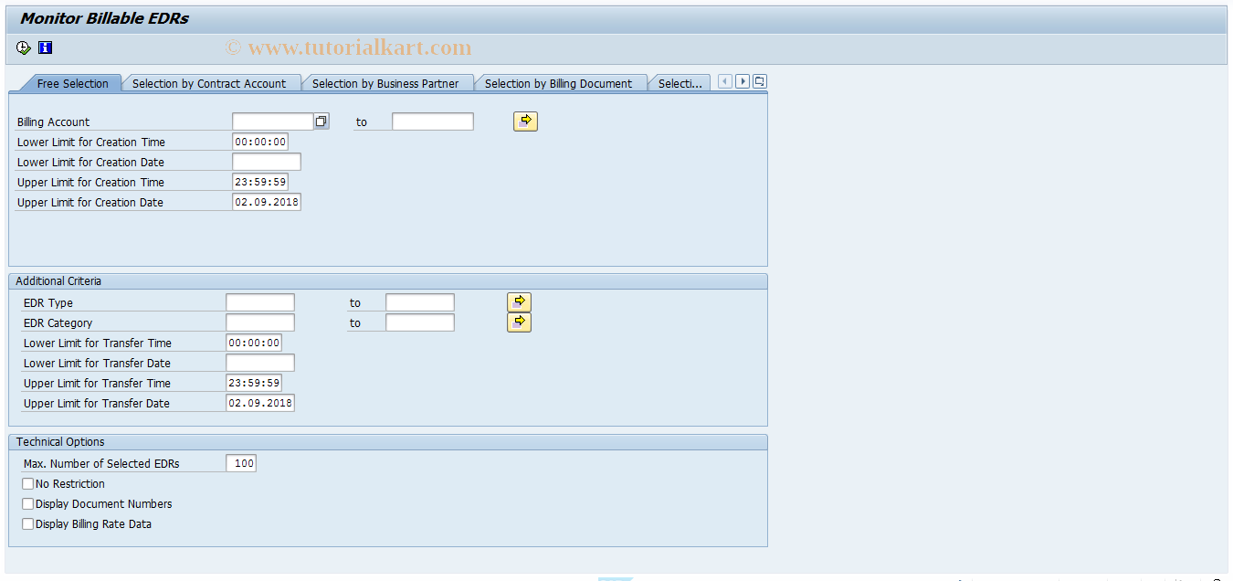 SAP TCode FKKBI_EDR_MON - Monitor Billable EDRs