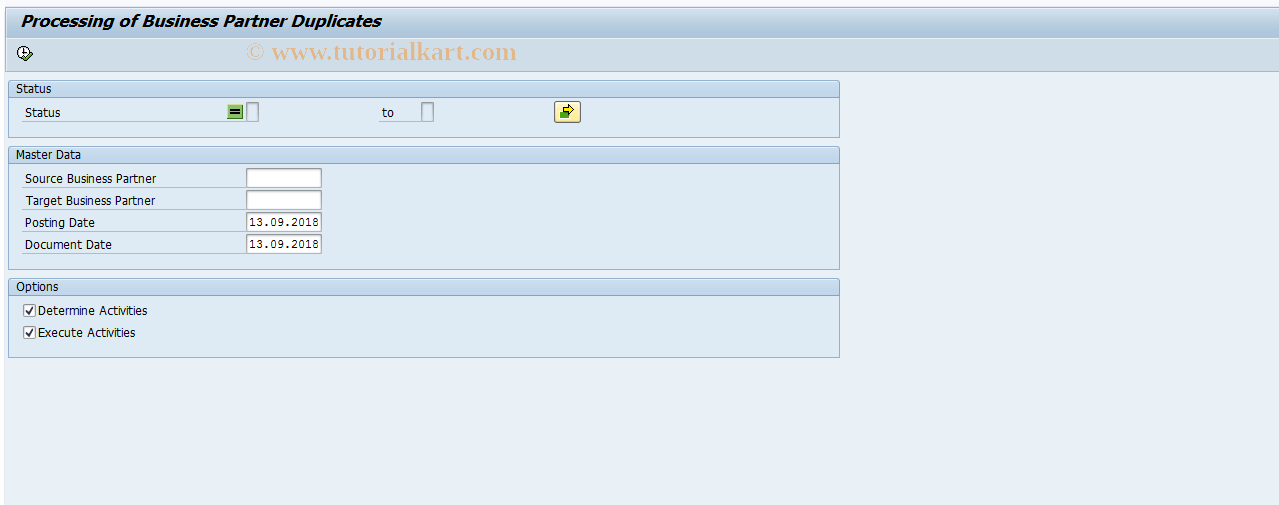 SAP TCode FKKBPCL - Process BP Duplicates