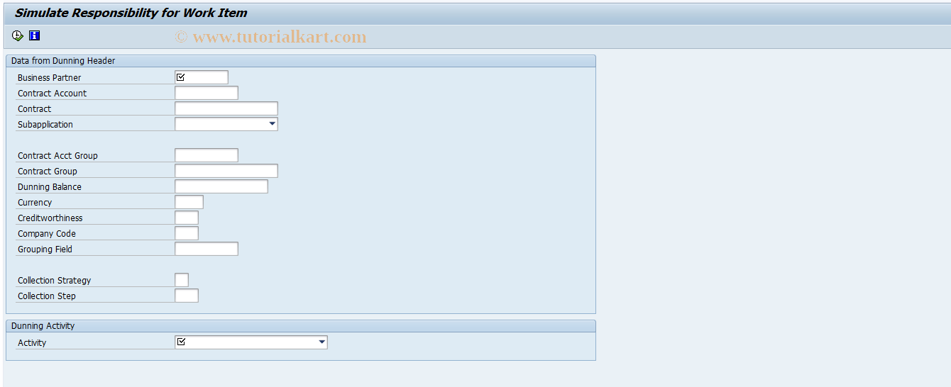 SAP TCode FKKCLERK_CM_CUDUNN - Simulate Responsibility for WorkItem