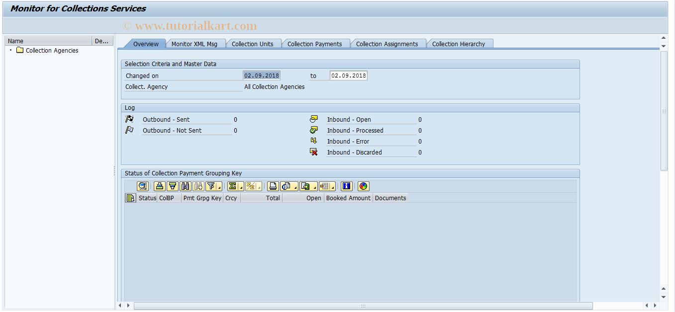 SAP TCode FKKCOLL_MONI - Monitor of Collections Services