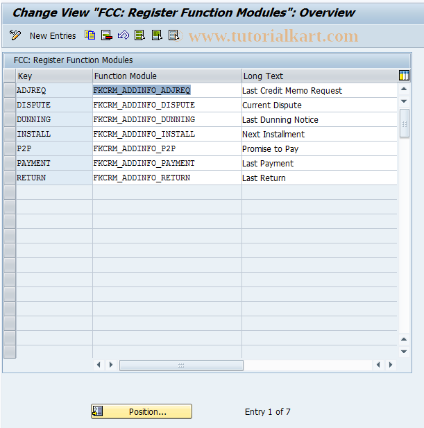 SAP TCode FKKCRM_INFO_MOD - Assign Info Module to Profiles