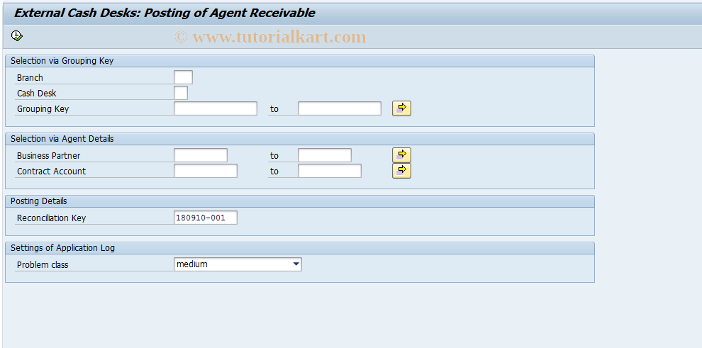 SAP TCode FKKEXC_AGENT - Post Agent Receivable