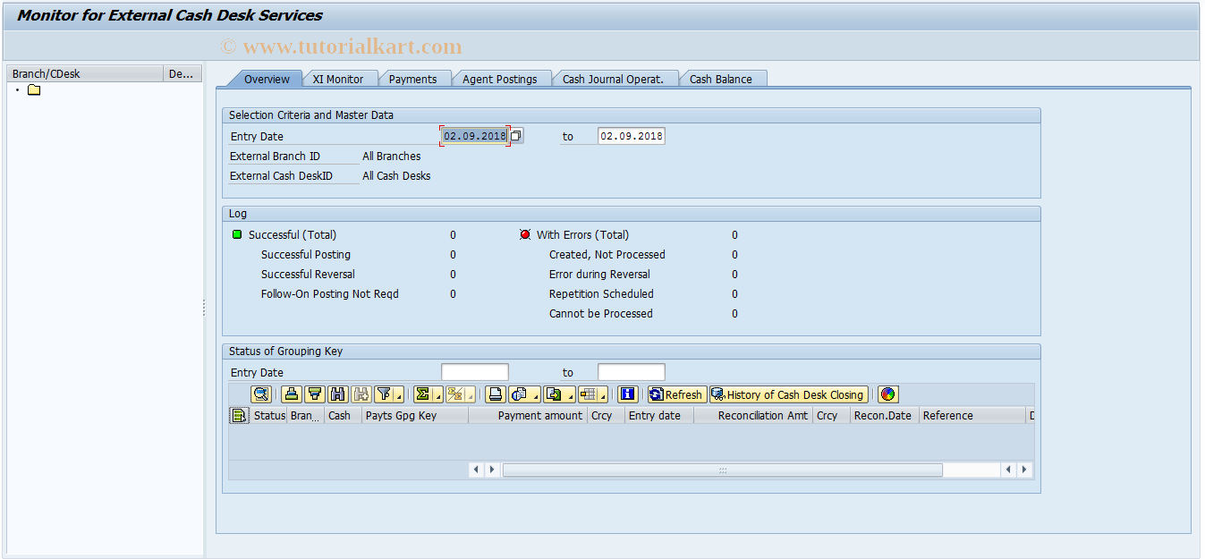 SAP TCode FKKEXC_MONI - Monitor for External Cash Desks via XI