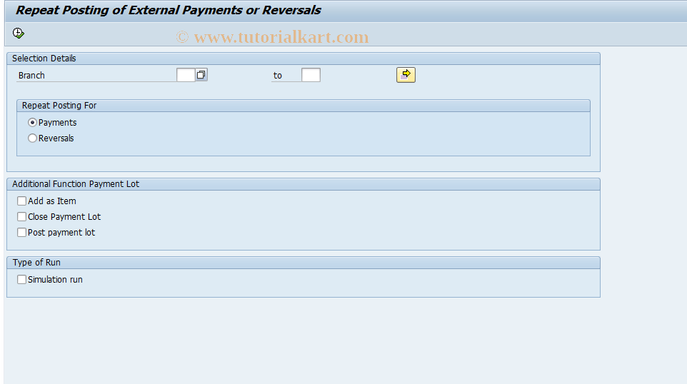 SAP TCode FKKEXC_RETRY - Post External Payments (Retry)