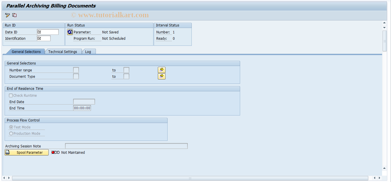 SAP TCode FKKINVBILL_ARCH_MA - Parallel Archiving Billing Documents