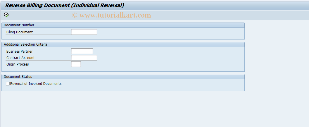 SAP TCode FKKINVBILL_REV_S - Single Reversal of Billing Document