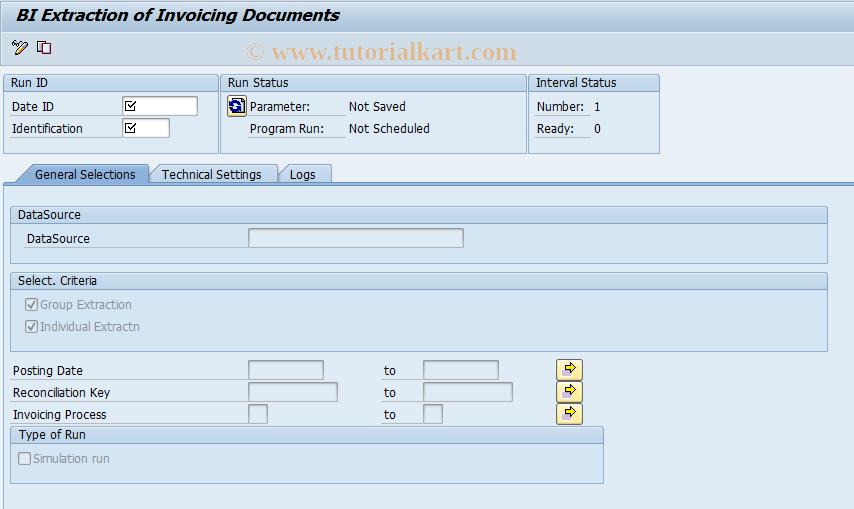 SAP TCode FKKINV_BW_MA - BI Extraction of Invoicing Documents