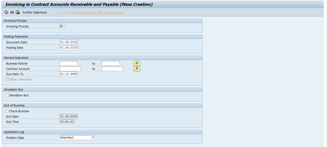 SAP TCode FKKINV_M - Mass Invoicing