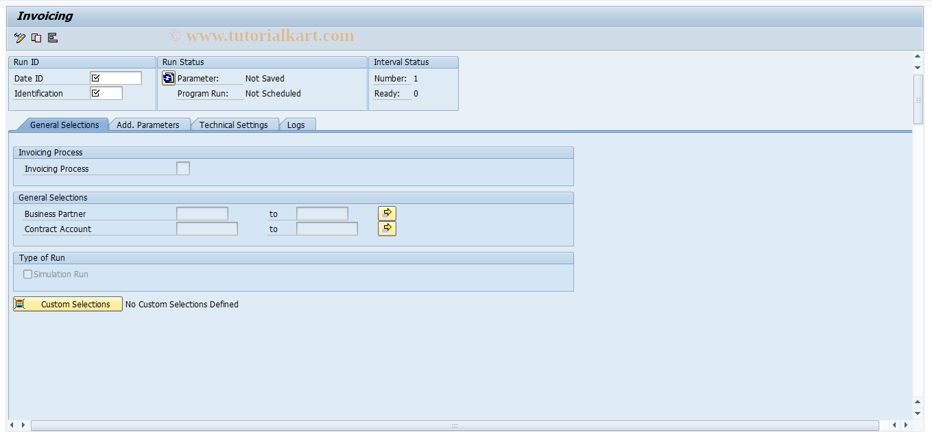 SAP TCode FKKINV_MA - Invoicing