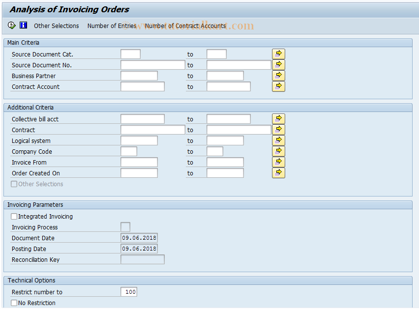 SAP TCode FKKINV_MON - Analysis of Invoicing Orders