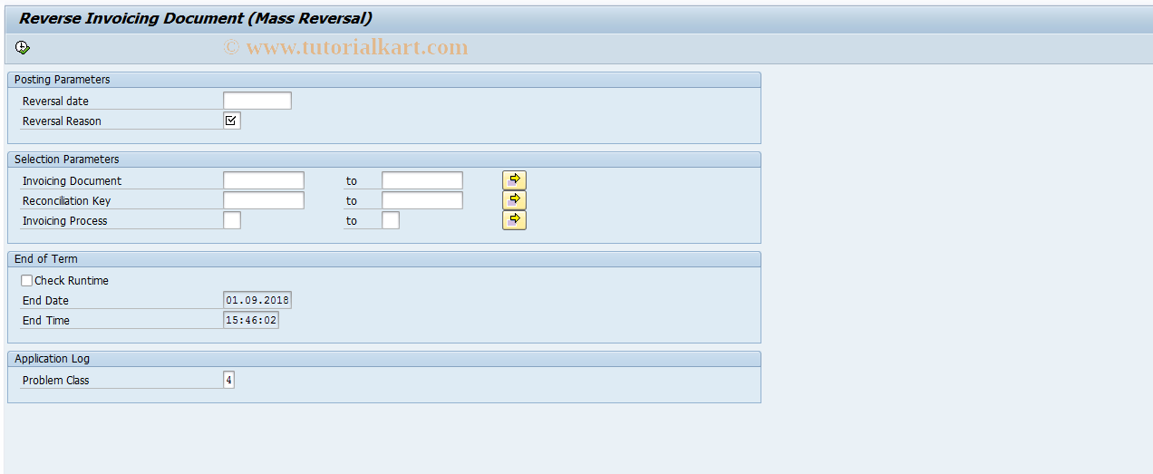 SAP TCode FKKINV_REV_M - Mass Reversal of Invoicing Document 