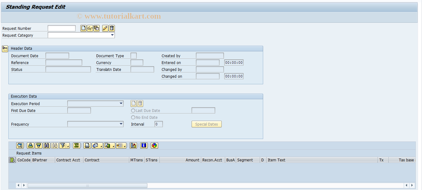 SAP TCode FKKORD2 - Edit Standing Requests