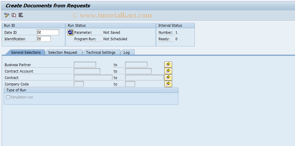 SAP TCode FKKORDM - Create Documents from Requests