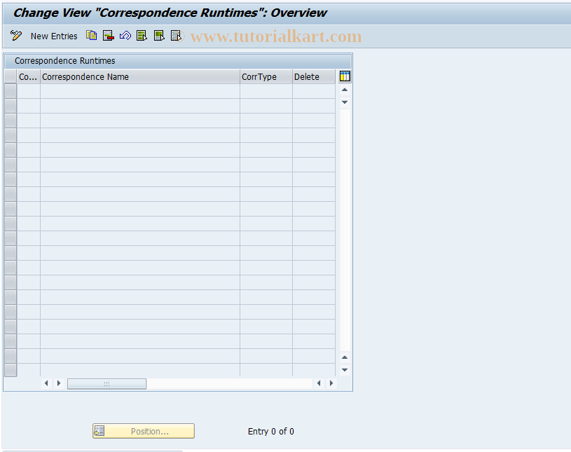 SAP TCode FKK_CORRSPND_CUS - Customizing Object CORRSPND