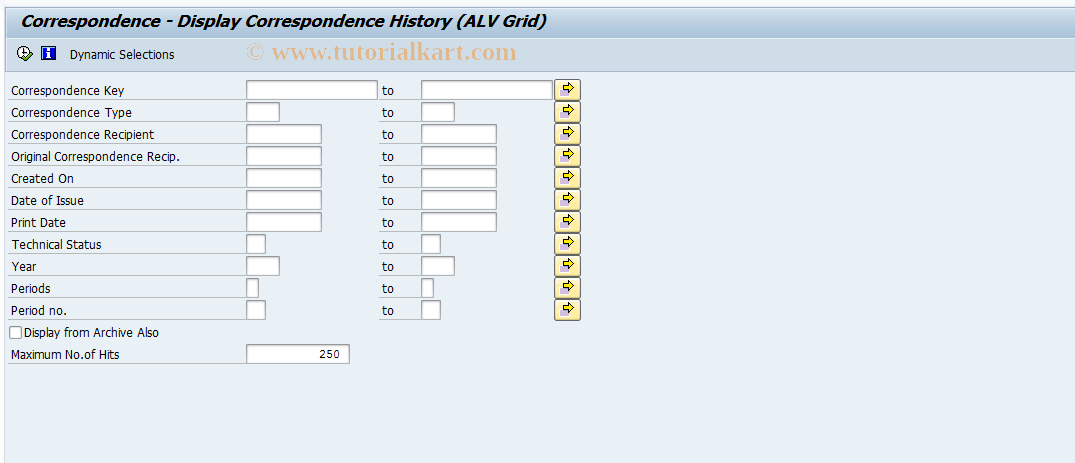 SAP TCode FKK_CORR_HISTORY - Display Correspondence History