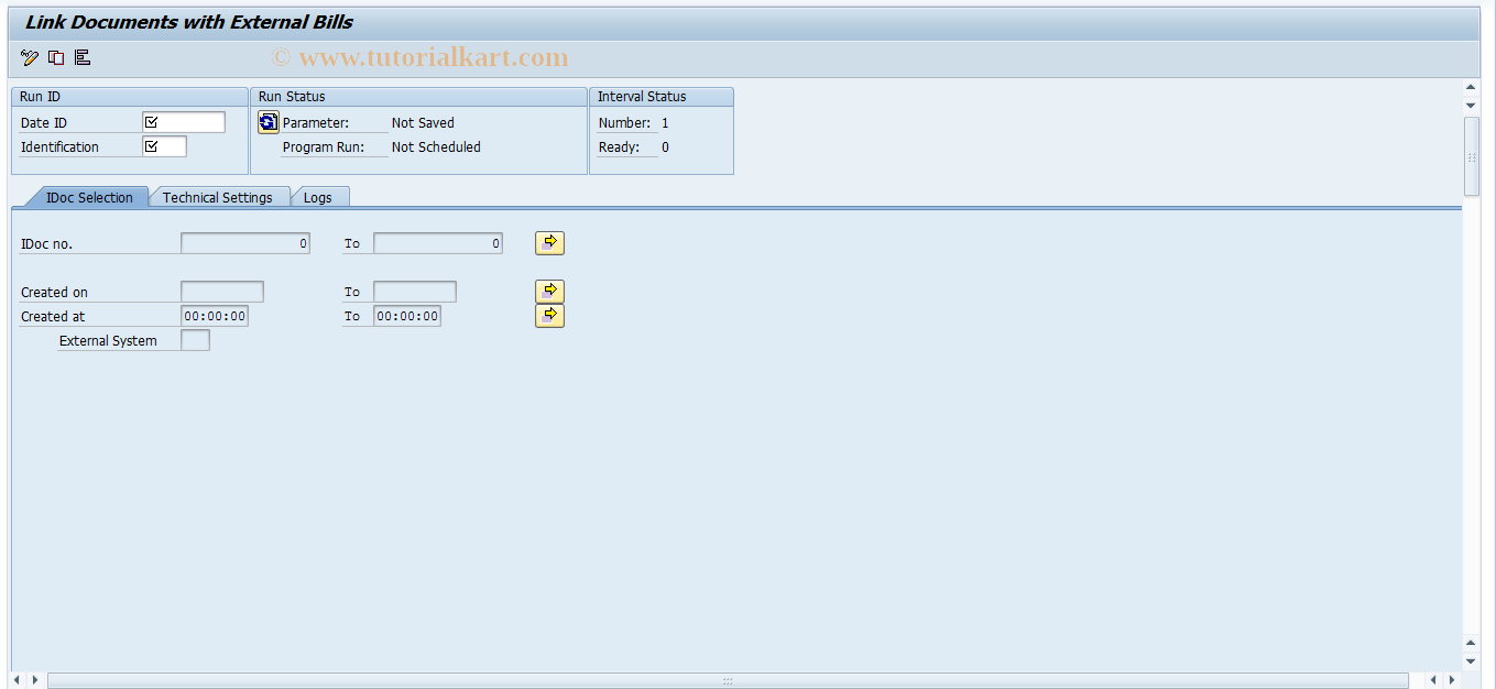 SAP TCode FKK_EBS_ARC - Link Documents with External Bills