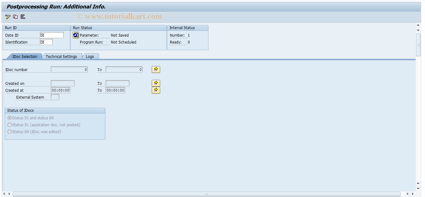 SAP TCode FKK_EBS_POI_E - Post-Processing Run: Additional Info.