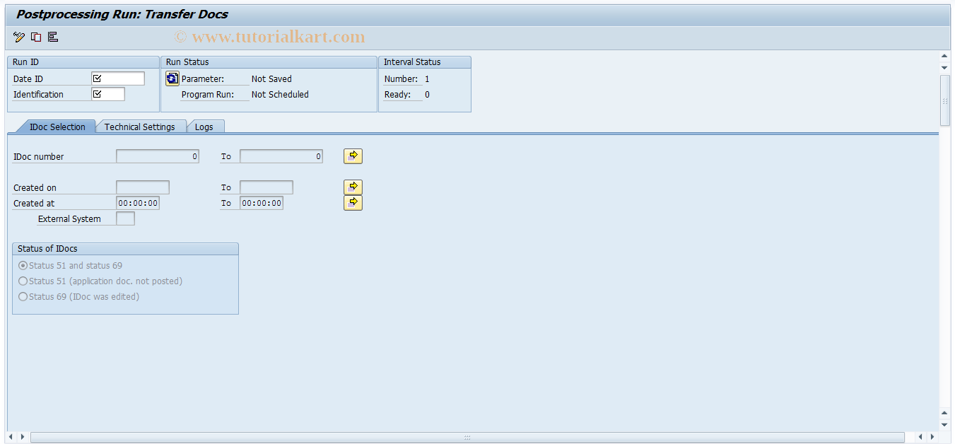 SAP TCode FKK_EBS_TOI_COPA_E - Post-Processing Run: Transfer Docs