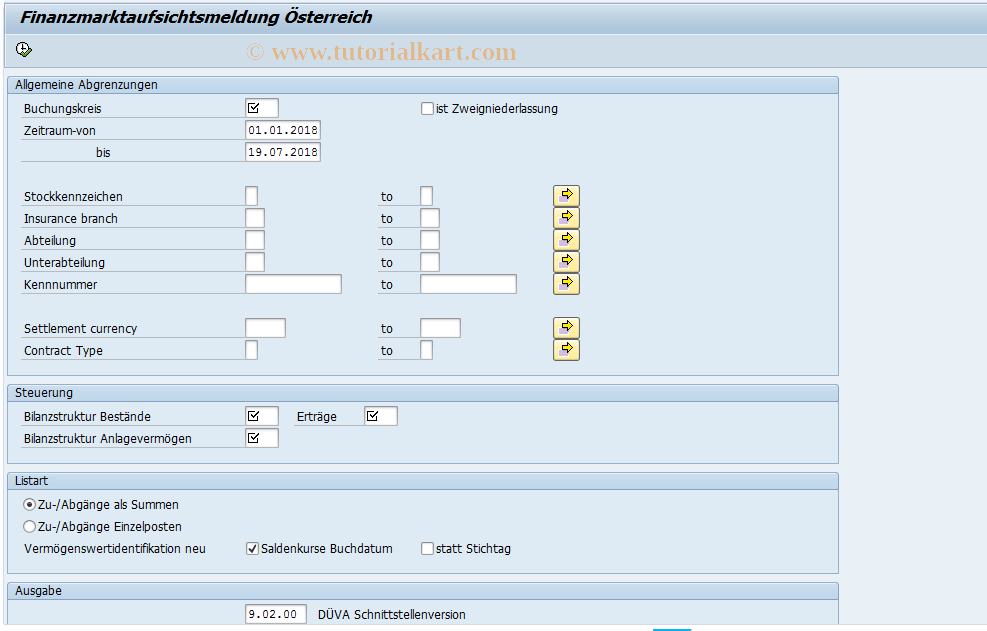 SAP TCode FKTF - Finan. Mrkt Supervisory Board Mess.