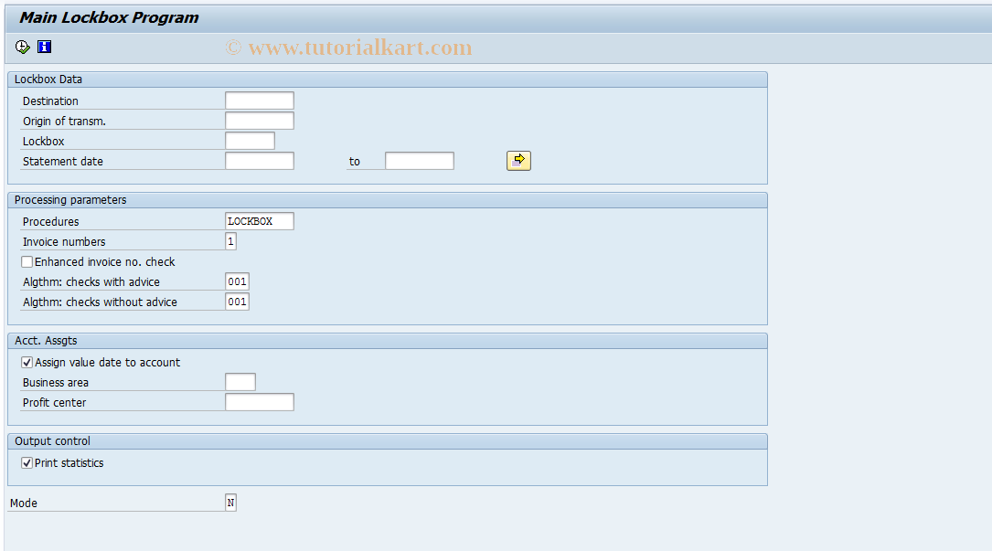 SAP TCode FLBP - Post Lockbox Data