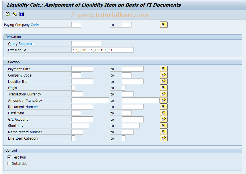 SAP TCode FLQAC - Assignment from FI Information