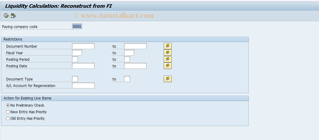 SAP TCode FLQC10 - Regenerate Flow Data