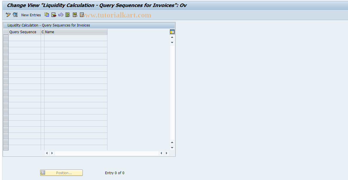 SAP TCode FLQC11 - Query Sequences (Invoice)