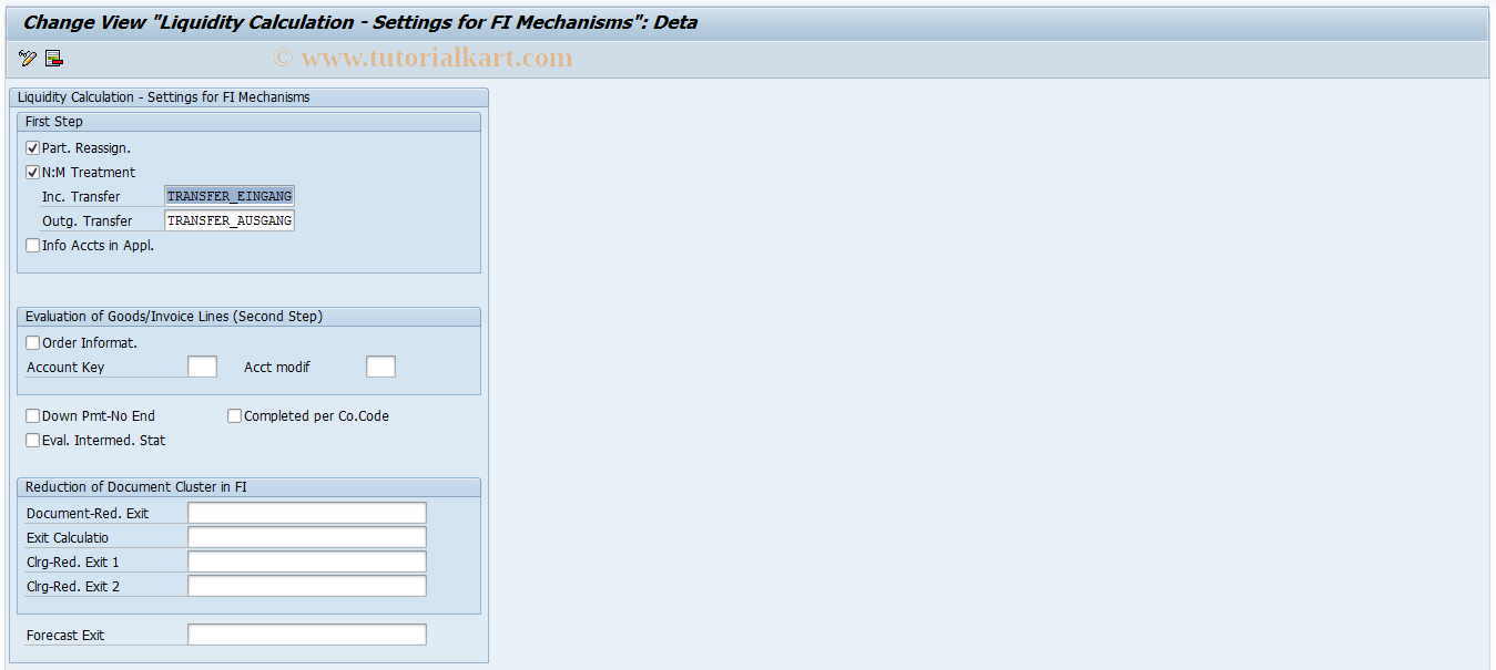 SAP TCode FLQC13 - Settings for FI Mechanisms