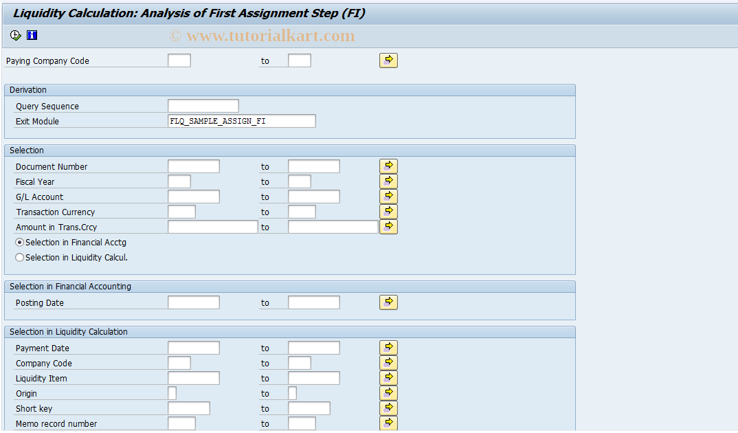 SAP TCode FLQC14 - FI Assignment Analysis