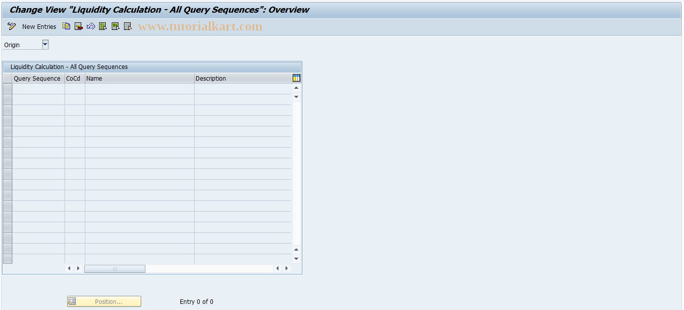 SAP TCode FLQC15 - Query Sequences