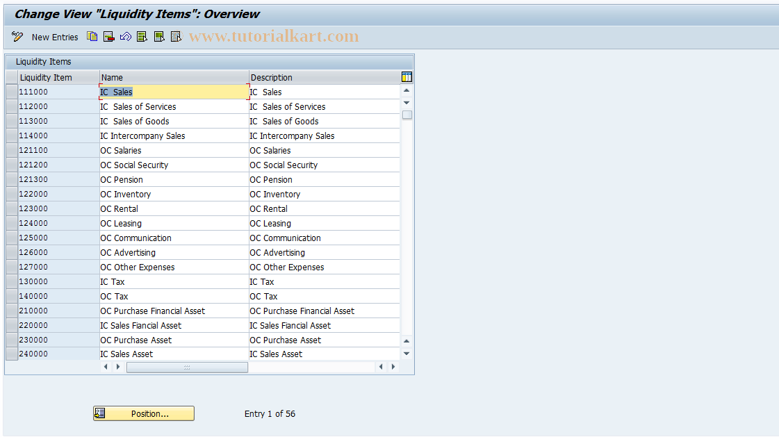 SAP TCode FLQC1A - Liquidity Items (Single-Level)