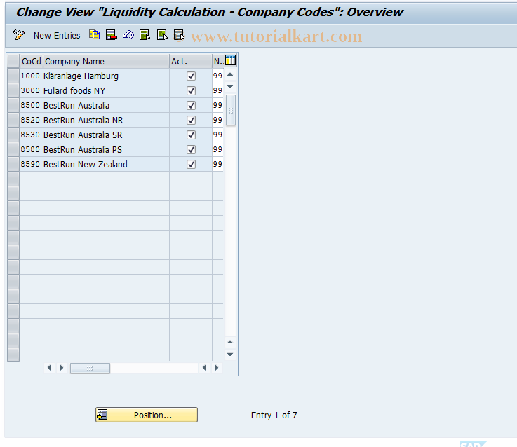 SAP TCode FLQC3 - Company Code Data
