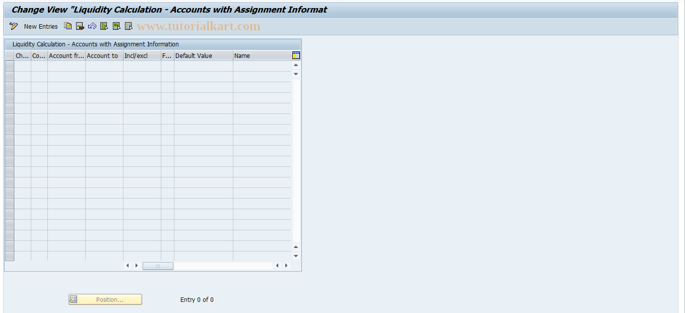 SAP TCode FLQINFACC - G/L Accounts w/ Liquidity Item Info