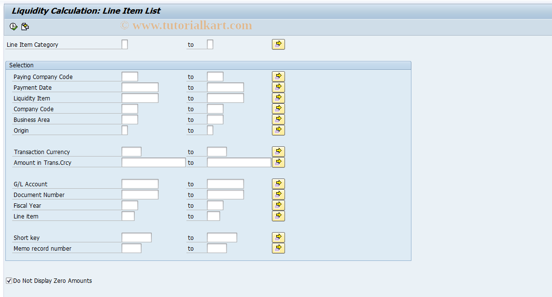 SAP TCode FLQLI - Line Item List