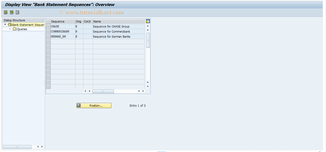 SAP TCode FLQQB5 - Queries for Seq. (Bank Statement)