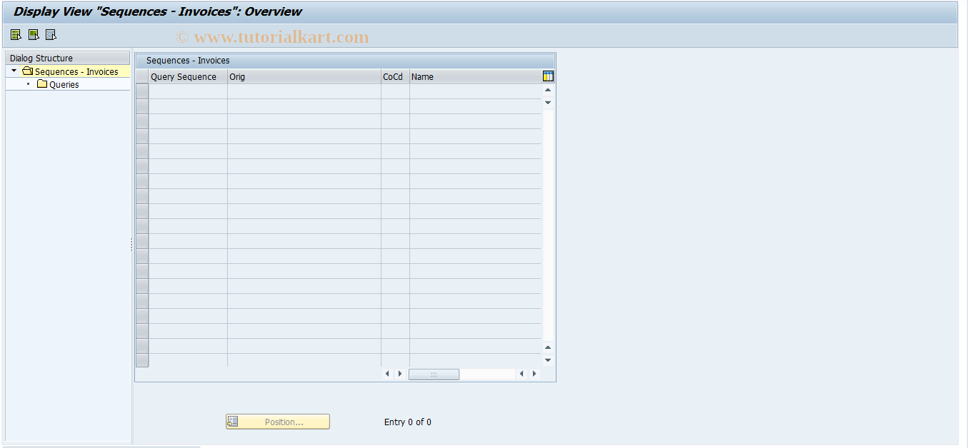 SAP TCode FLQQD5 - Query Sequences (Invoices)