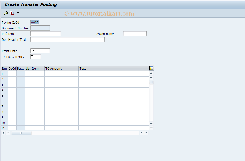 SAP TCode FLQT1B - Create Transfer with Batch Input