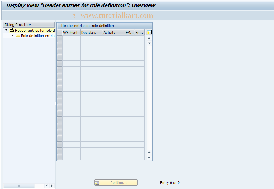 SAP TCode FM+0 - Display FM Main Role Definition