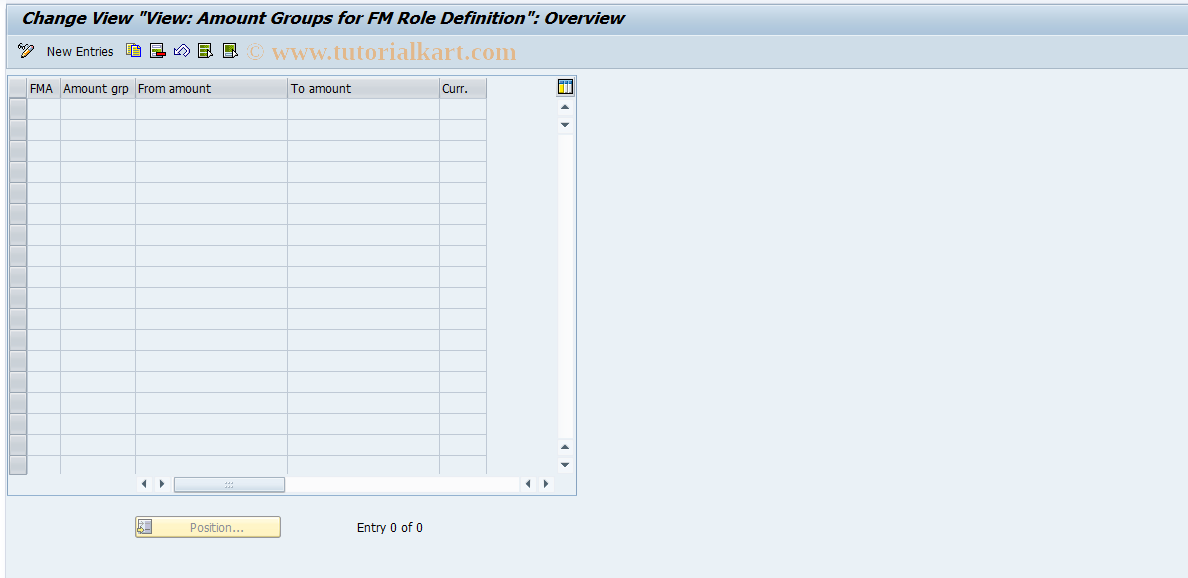 SAP TCode FM+3 - Maintain FM Amount Groups