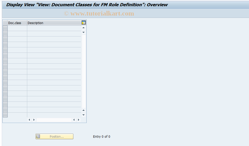SAP TCode FM+6 - Display FM Document Classes