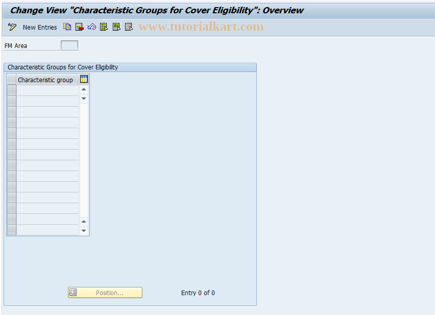 SAP TCode FM78 - Charact.Groups for Cover Pools