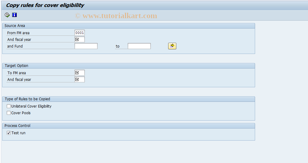 SAP TCode FM7K - Copy Cover Eligibility Rules