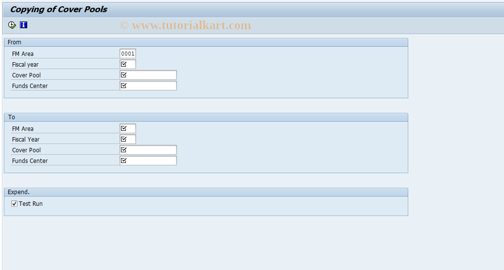 SAP TCode FM7K_N - Copy Cover Pools with Funds Centers