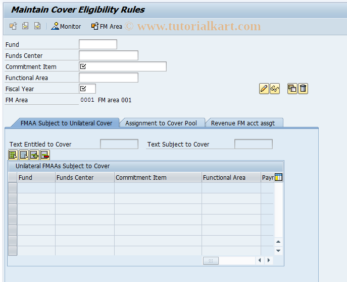 SAP TCode FM7P -  Individual Processing of Assgt to Cvr E.