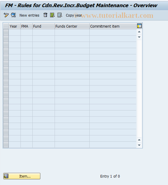 SAP TCode FM81 - Budget Increasing Rev. Maintenance - Update