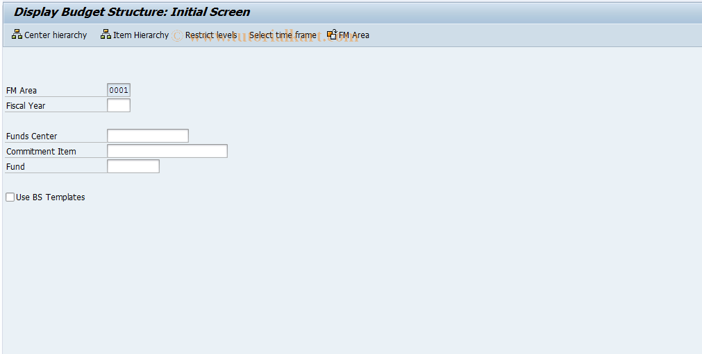 SAP TCode FM9L - FM: Display Budget Structure